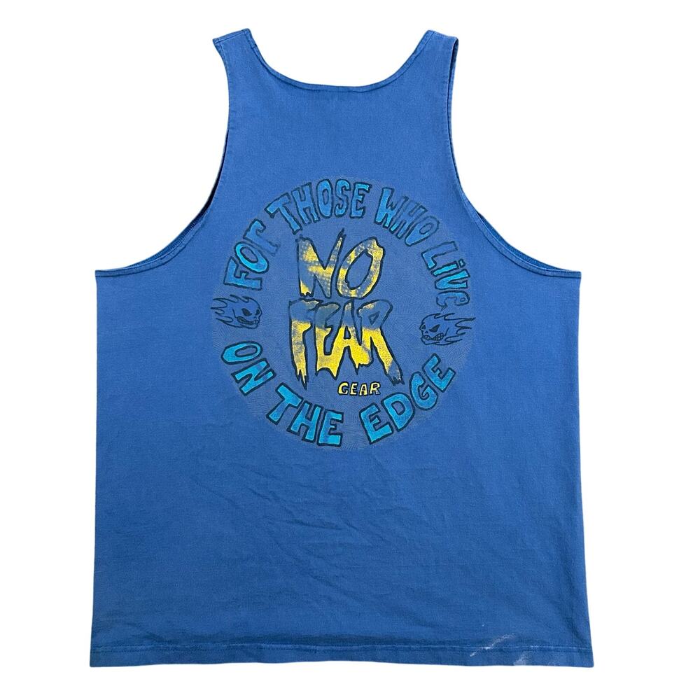 Vintage 90s No Fear Tank Top Men’s XL Surf Skate Double Sided Graphic Shirt USA